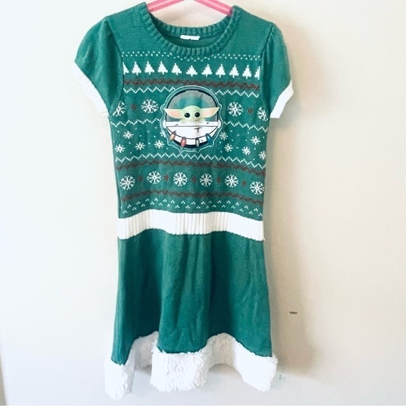 Star Wars Christmas Baby Yoda Dress Size M 7/8 - Picture 2 of 12